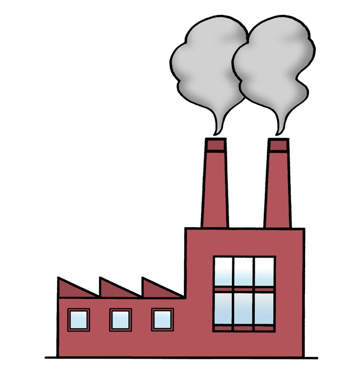 Fabrik mit Schornsteinen