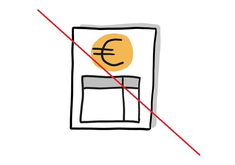 Symbol Rechnung durchgestrichen