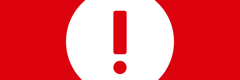 Ein rotes Ausrufezeichen in einem weißen Hintergrund.