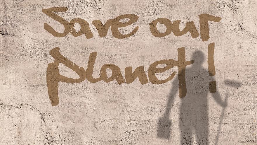 Bild mit Schrift "Save our planet" 