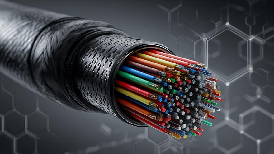 Ein Querschnitt eines Glasfaserkabels