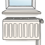 Grafik: Ein Heizkörper unter einem Fenster