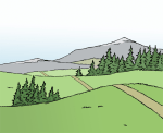 Grafik Landschaft symbolisch für Umweltschutz