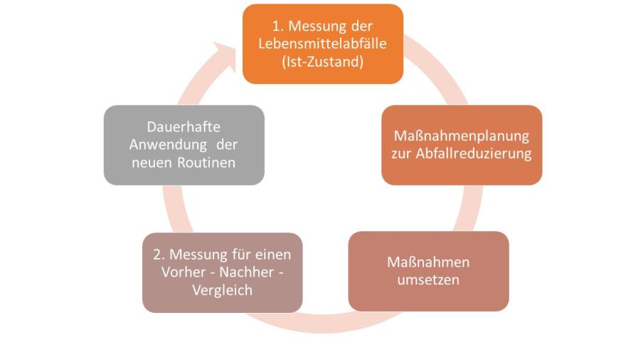 Abbildung zur Vorgehensweise des Projekts bei der Abfallreduzierung in Bremer Kitas